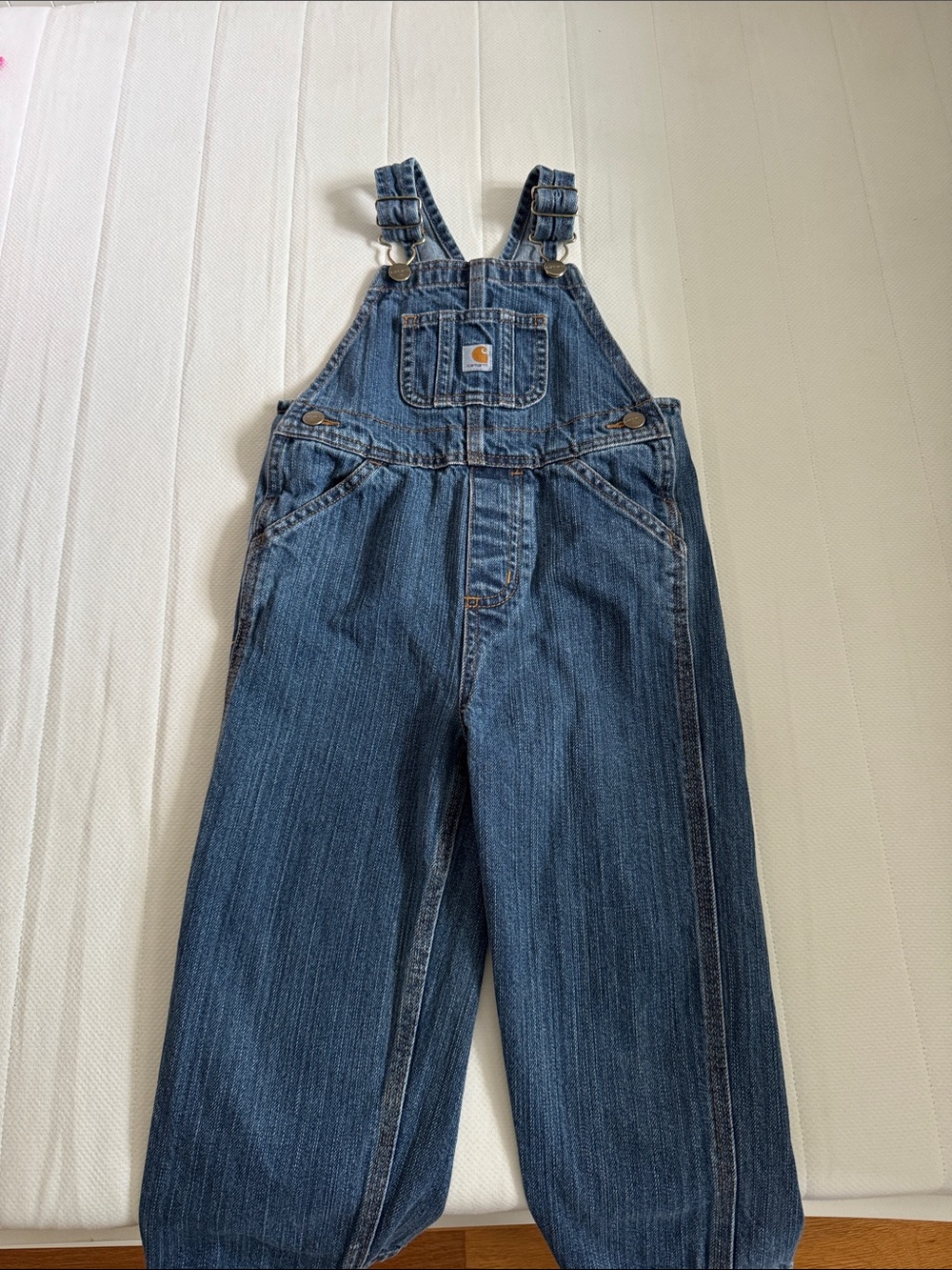 Carhartt Kids Blue Denim Overalls with Front Bib Pocket